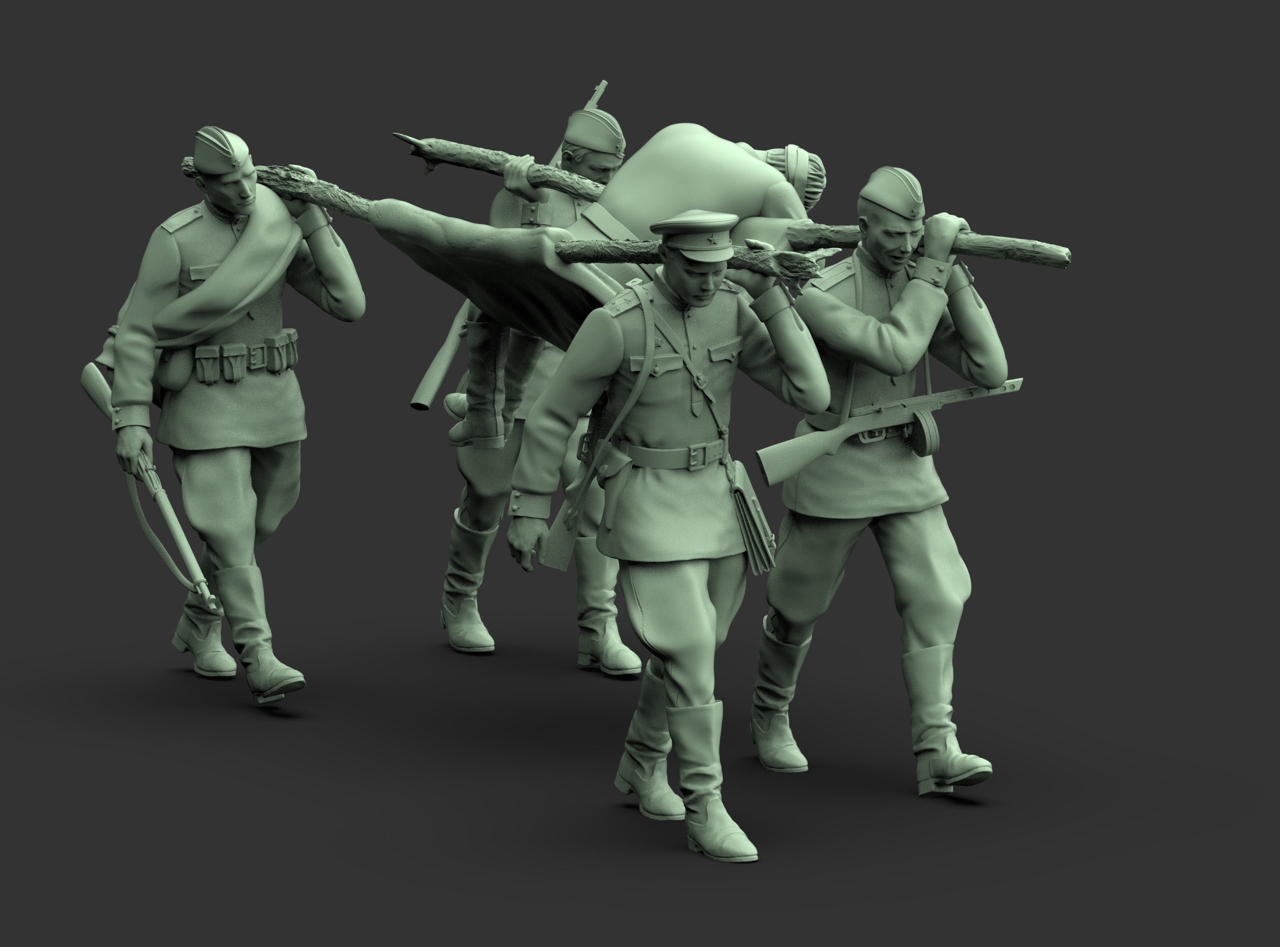 WW2 - SOLDADOS RUSOS LLEVANDO UN HERIDO