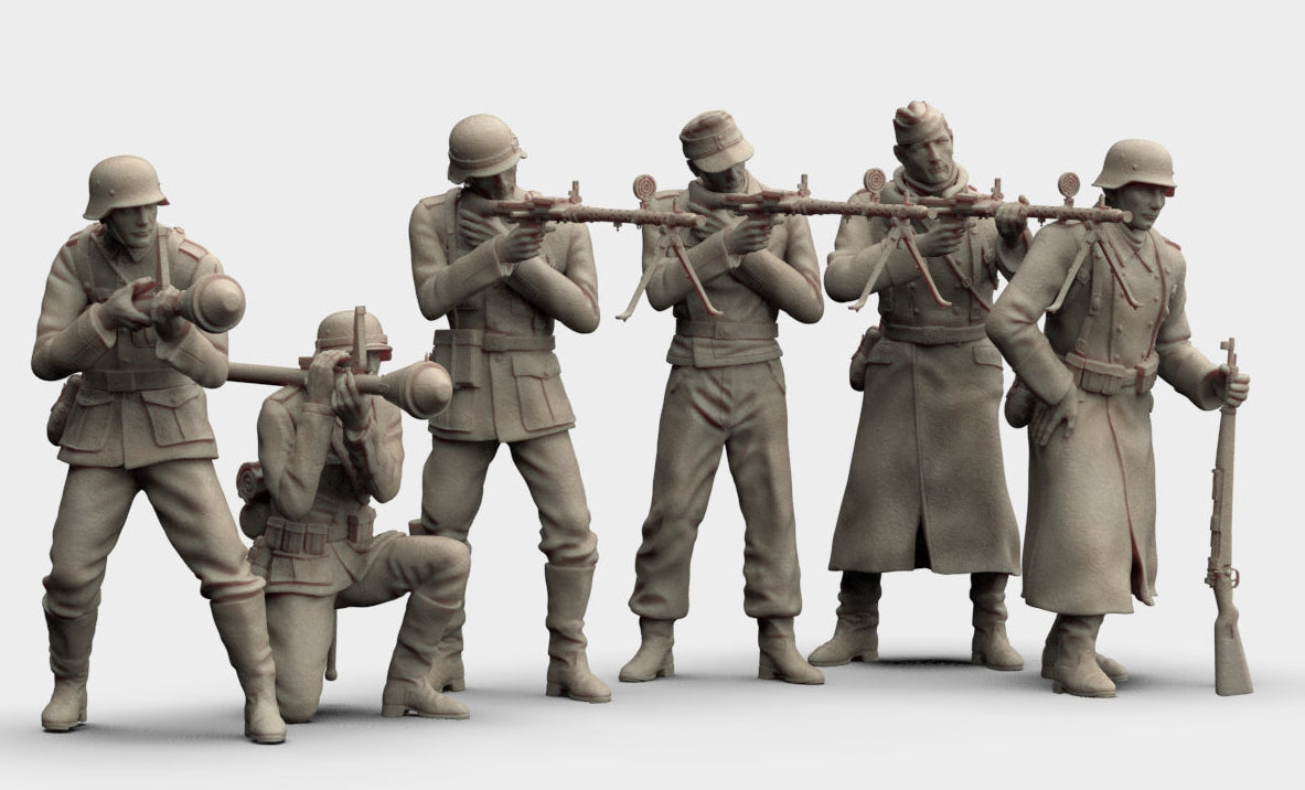 WW2 - SOLDADOS ALEMANES CON MG38 Y FAUSTPATRONE